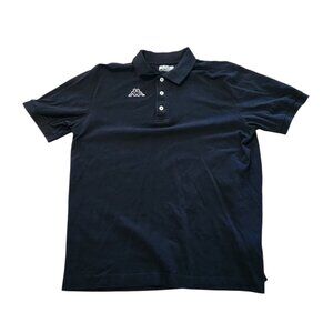 Kappa Polo Shirt Vintage Y2K Black Embroidered Logo Short Sleeve Mens XL EUC